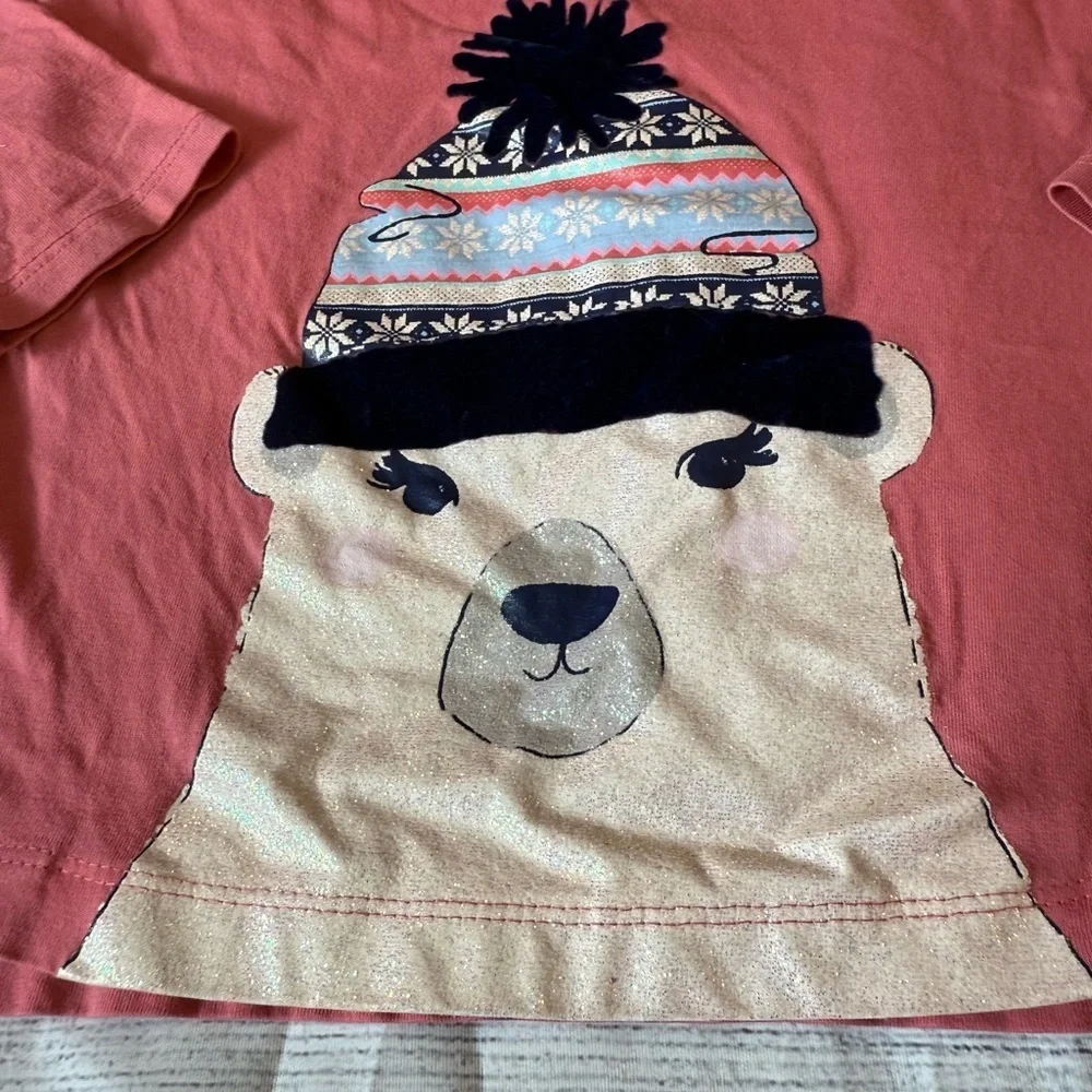 GYMBOREE girls Polar Bear Graphic Long Sleeve Shirt - Pink/size 6
